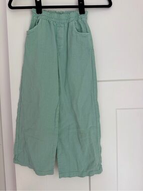 Kids Mint Wide-Leg Casual Bottoms with Elastic Waist